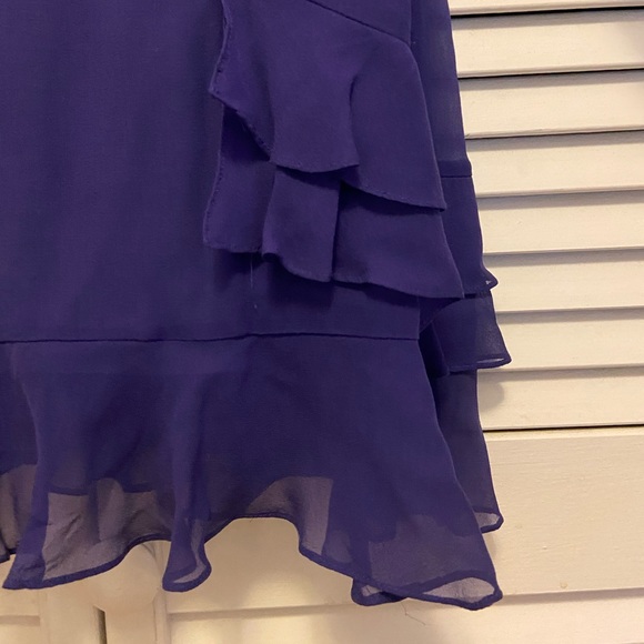 Vera Wang Silk Georgette Tie Waist Ruffle Dress - Picture 4 of 11